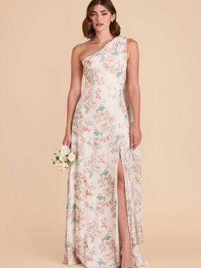 Bird & Grey Chiffon Apricot Peonies Bridesmaid Dress Sz Small